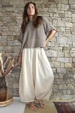 Inga Stretch Poplin Cotton Barrel Pant Panna Cotta